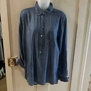 Casual Women’s Blue Button Down Tunic